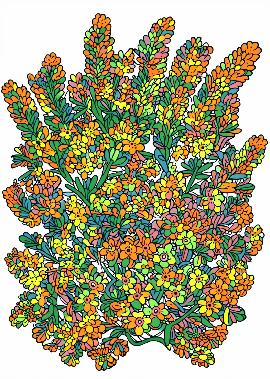 Lavender Flower Coloring Page – colored example