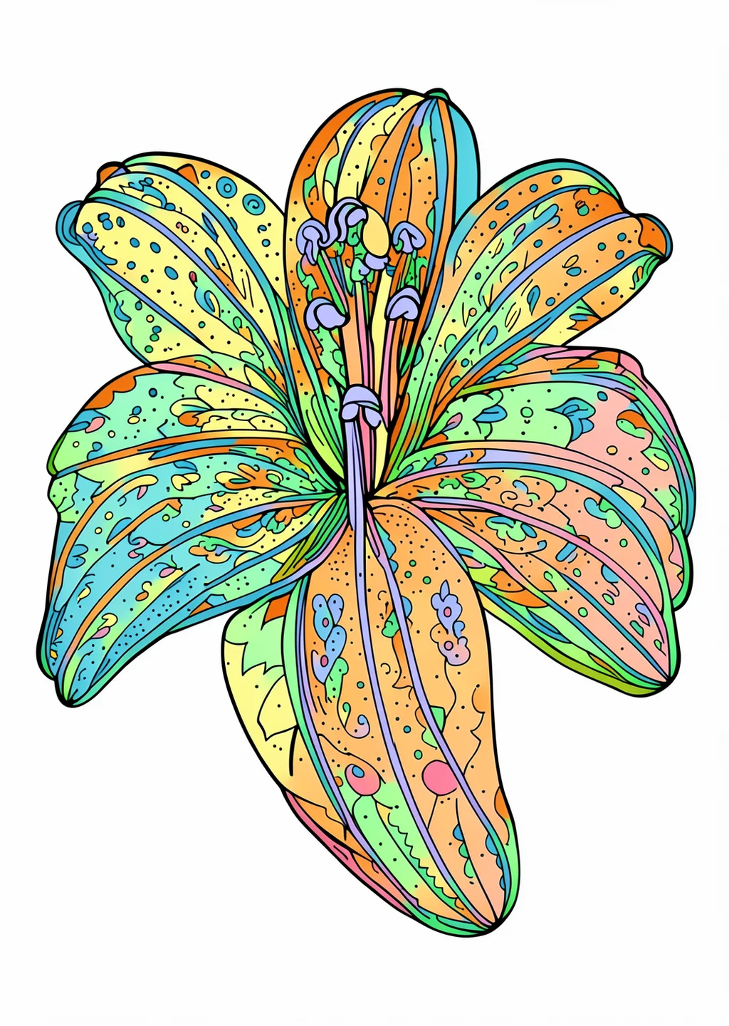 Desenho para colorir: Lily flor – colored example