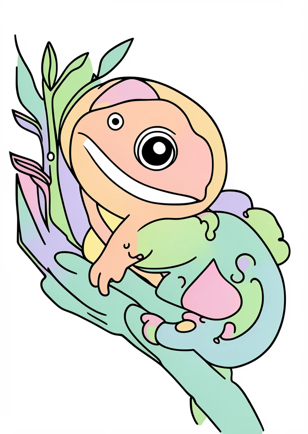 Chameleon Coloring Page – colored example