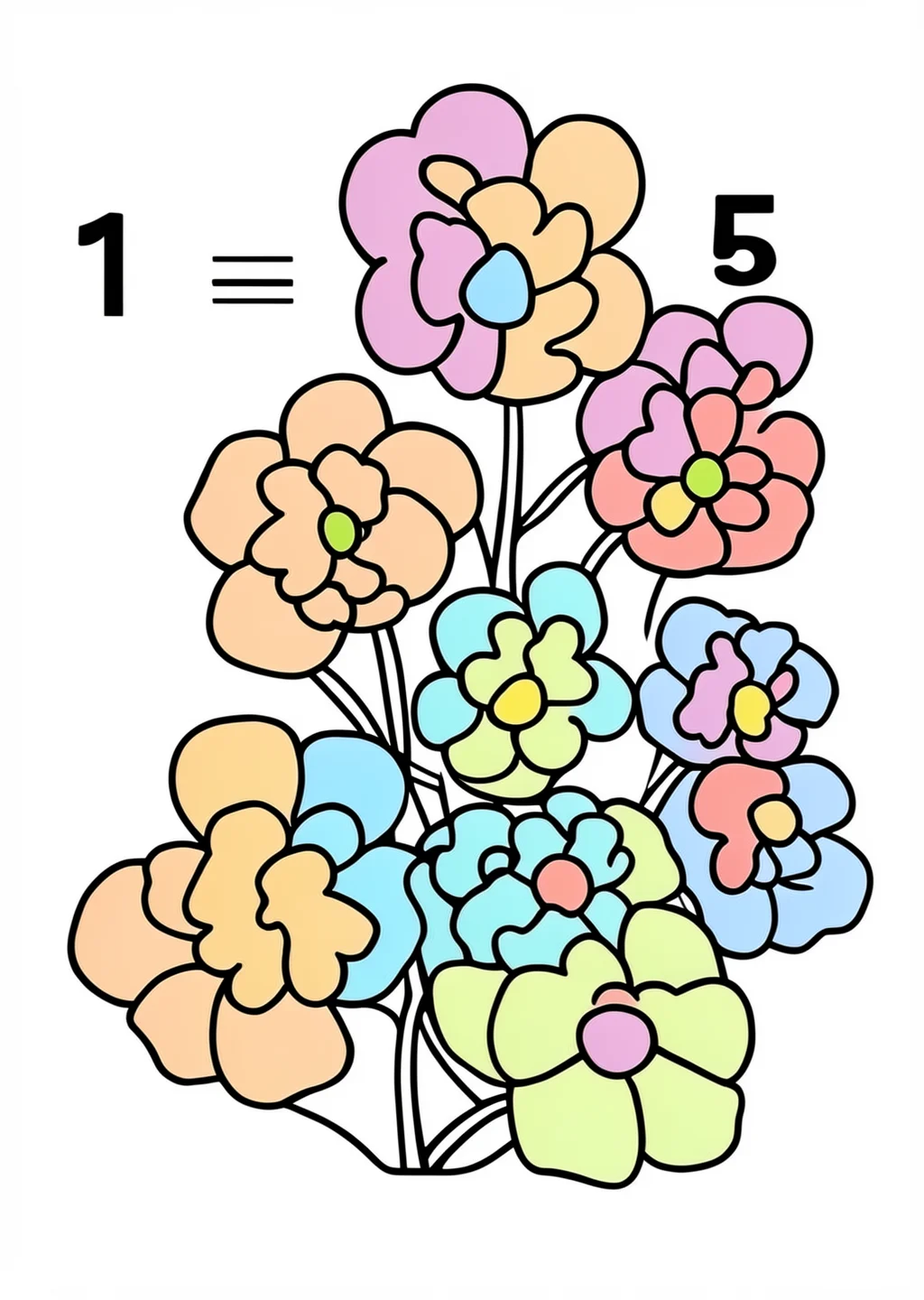 Counting 1-5 Coloring Page – colored example