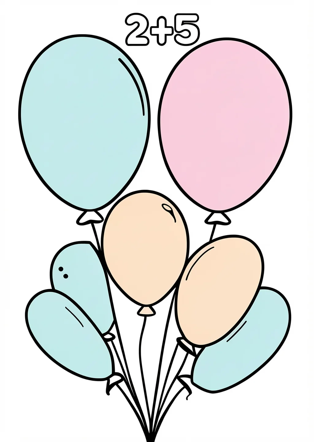Counting 2-5 Coloring Page – colored example