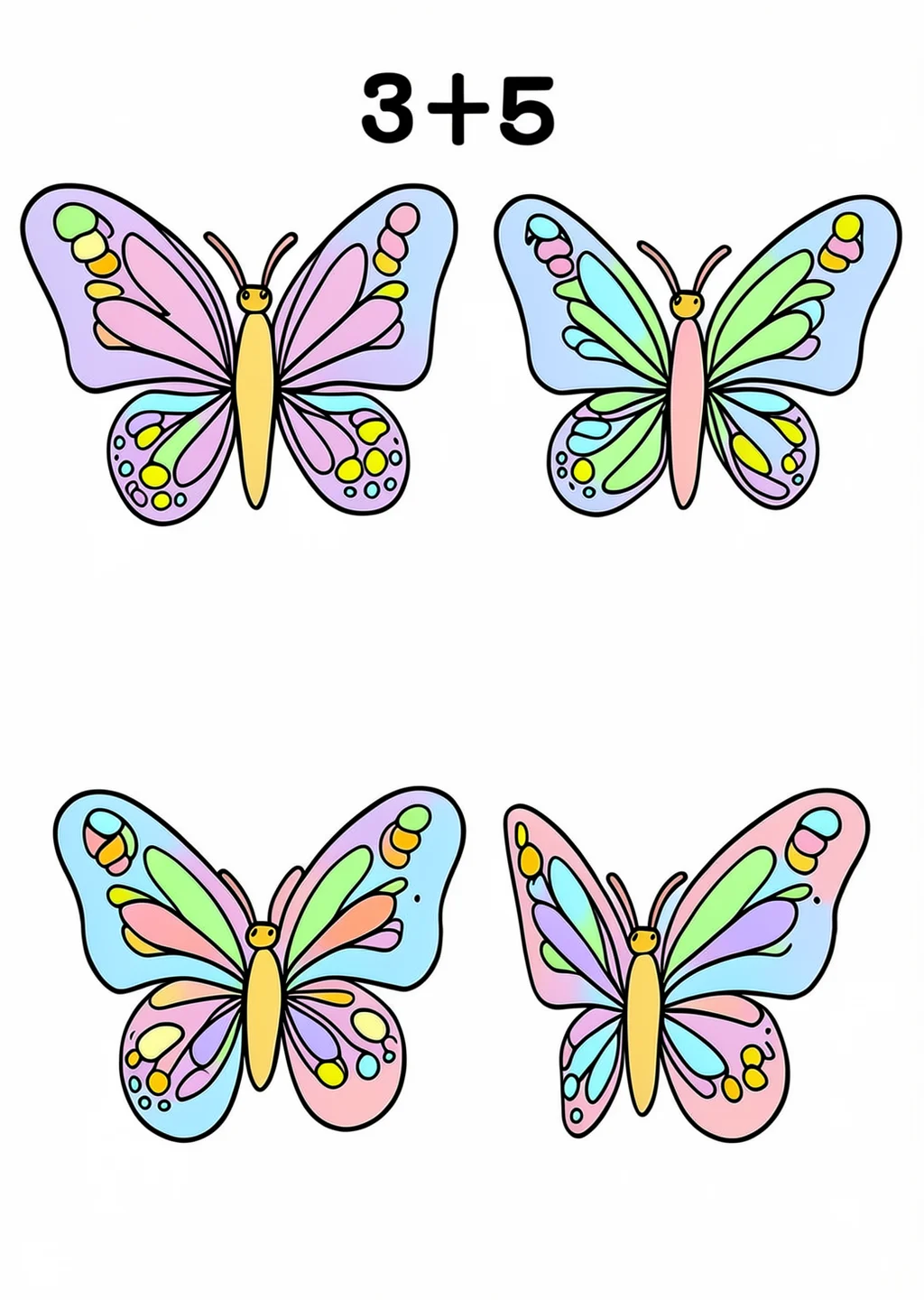 Counting 3-5 Coloring Page – colored example