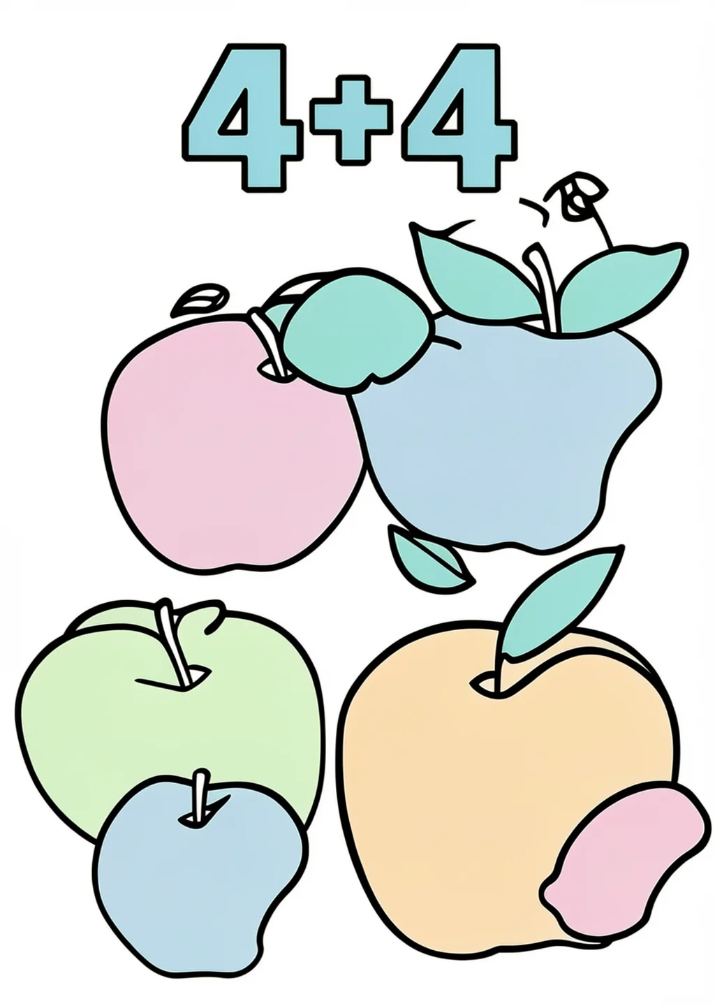 Counting 4-4 Coloring Page – colored example