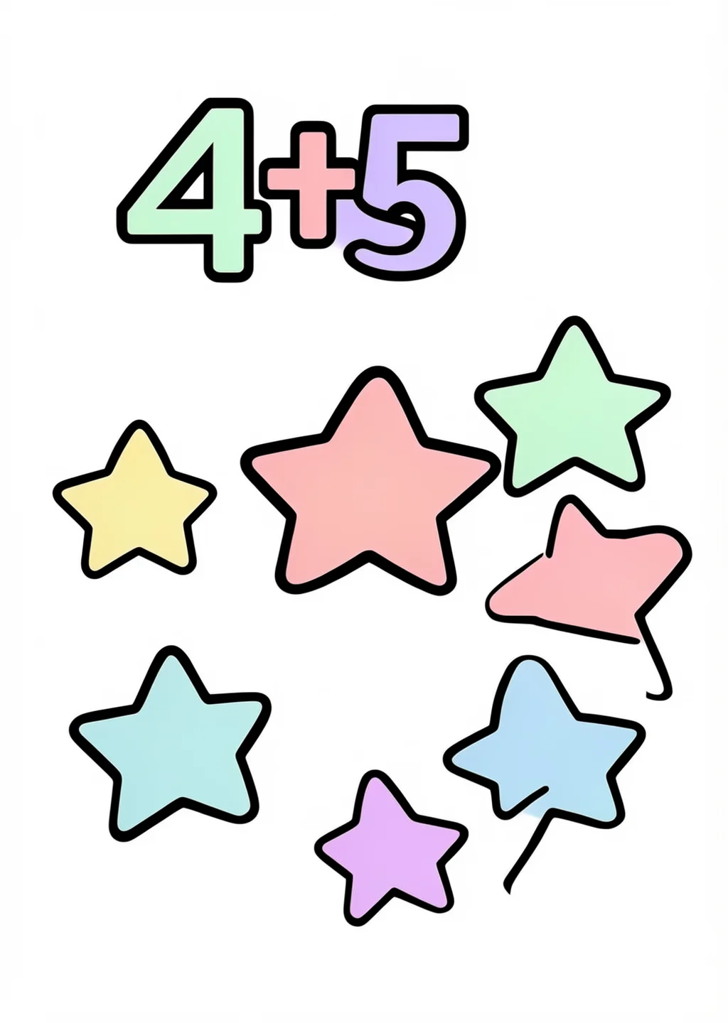 Counting 4-5 Star Coloring Page – colored example