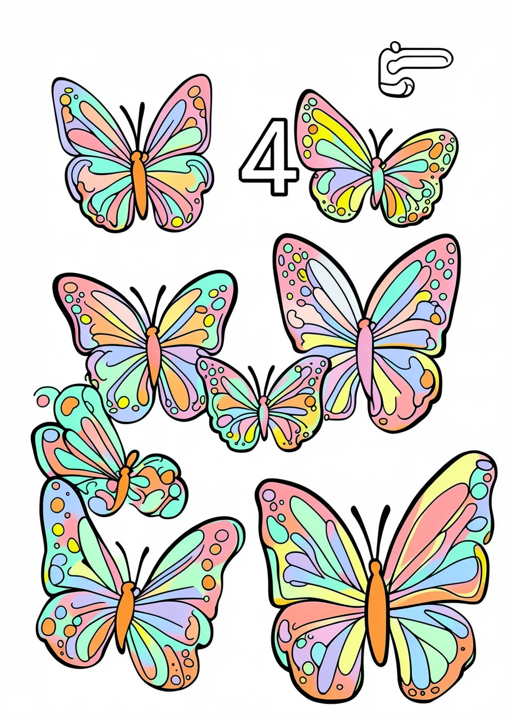 Counting 4-5 Coloring Page – colored example