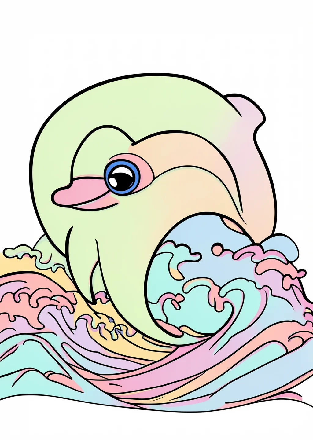Dolphin Coloring Page – colored example