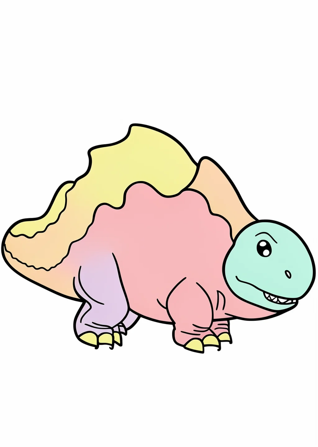 Dinosaur Ankylosaurus Coloring Page – colored example