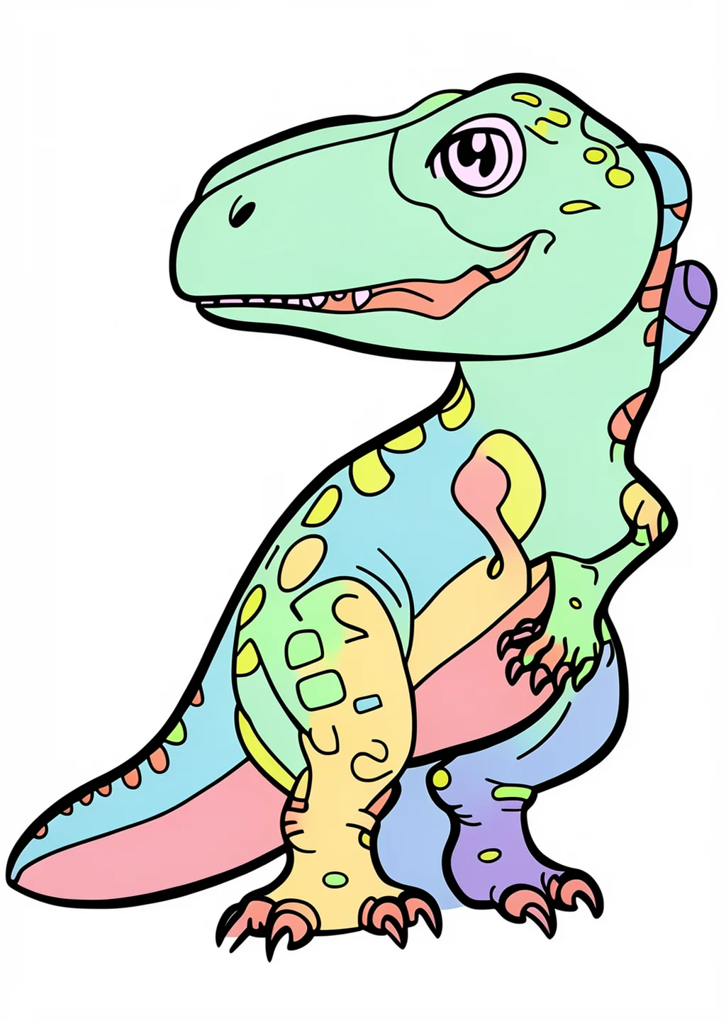 Dinosaur Velociraptor Coloring Page – colored example