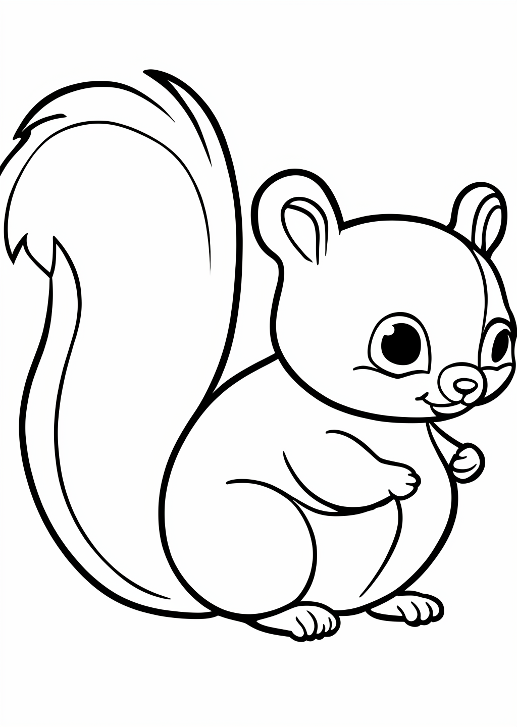 Baby Squirrel Coloring Page – line art