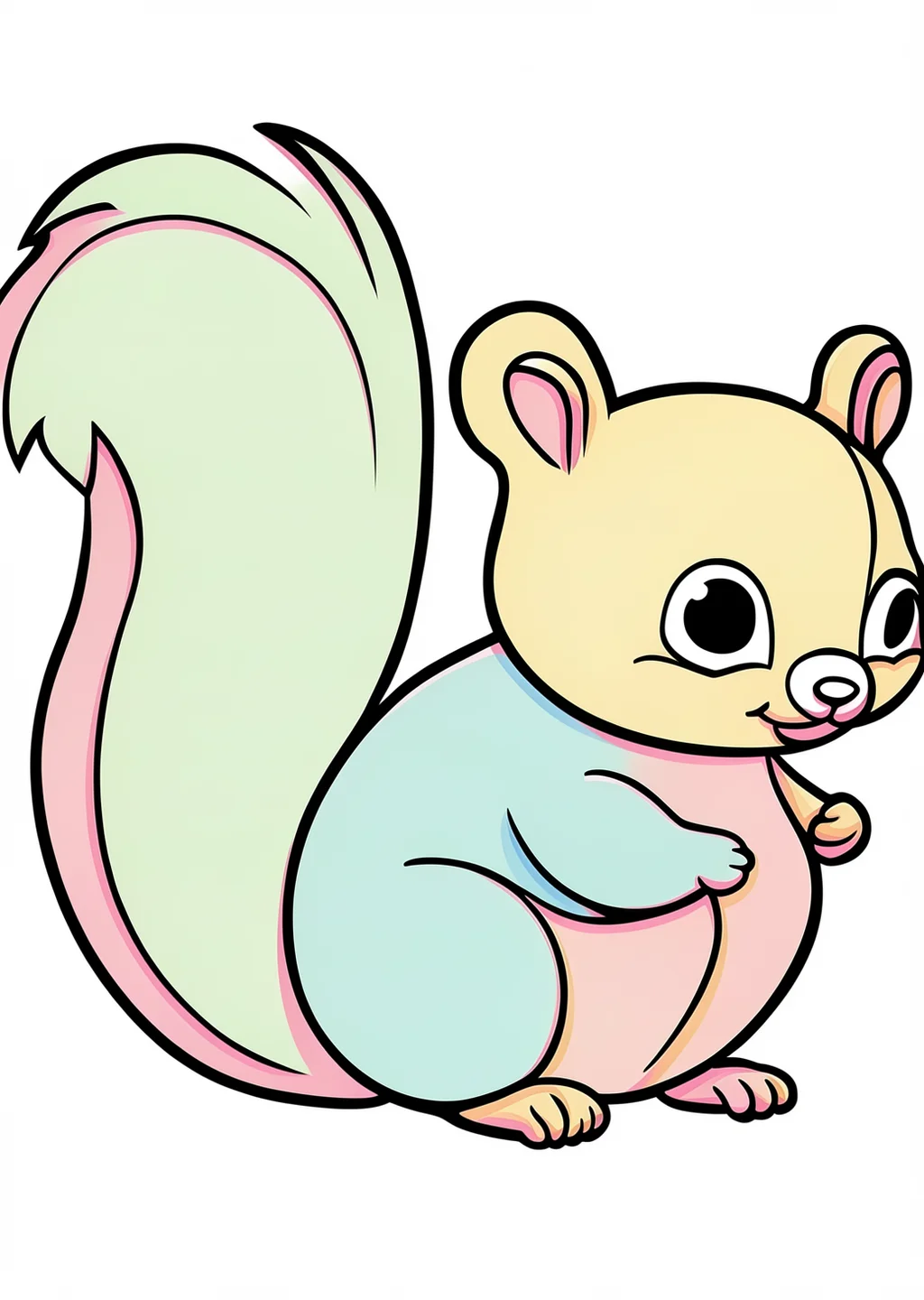 Baby Squirrel Coloring Page – colored example