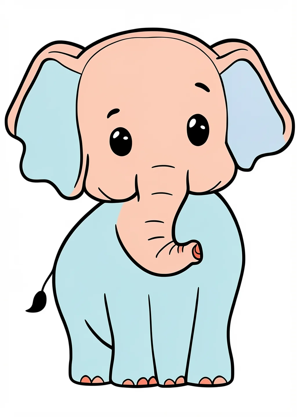 Elephant Coloring Page – colored example