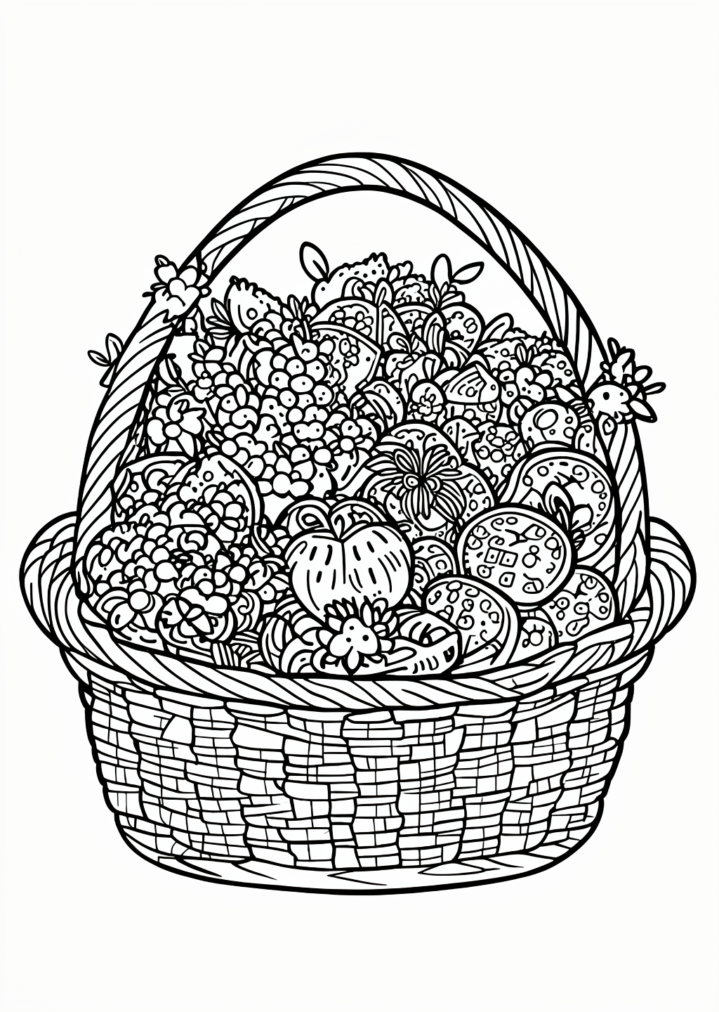 Harvest Basket Coloring Page – line art