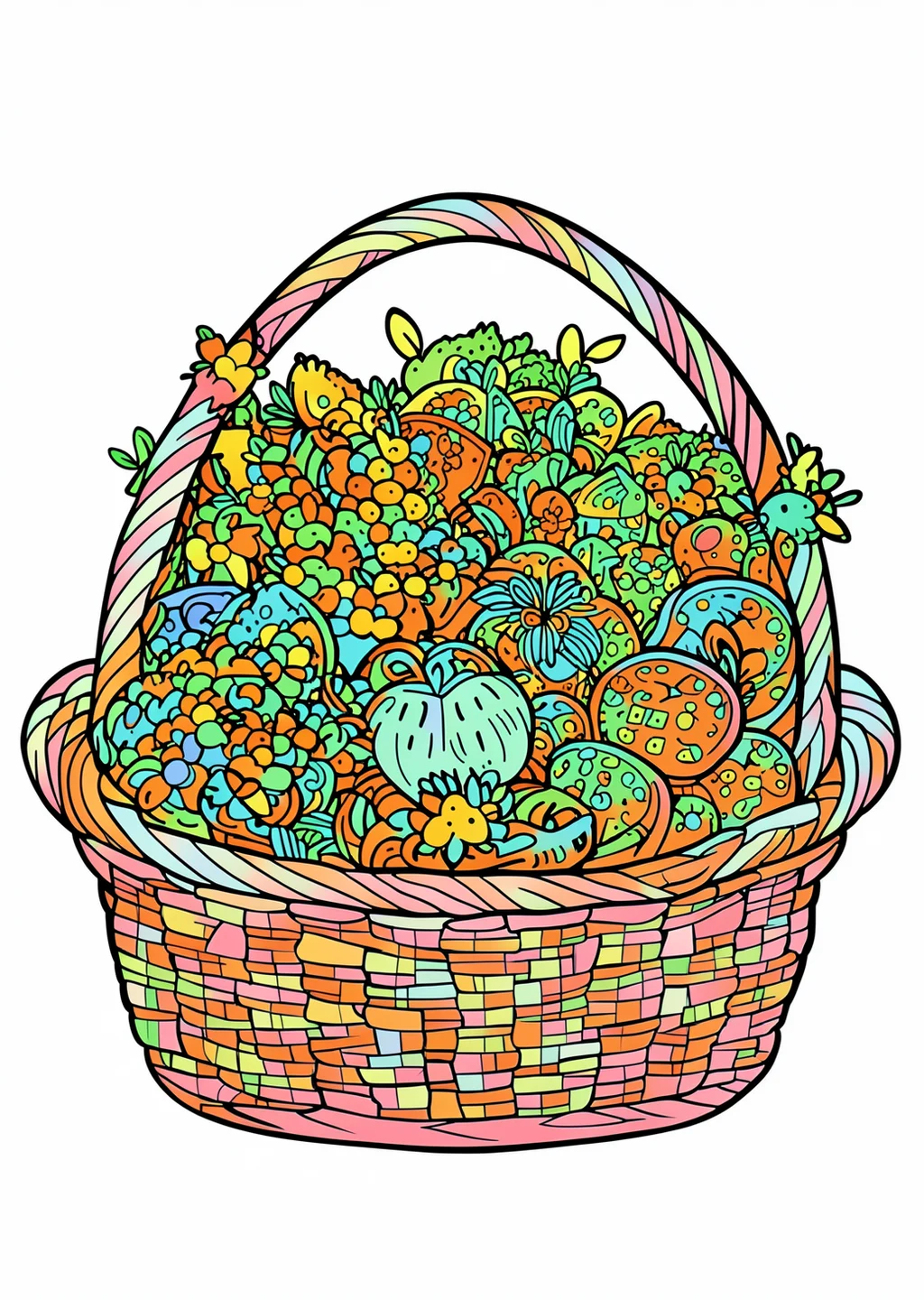Harvest Basket Coloring Page – colored example