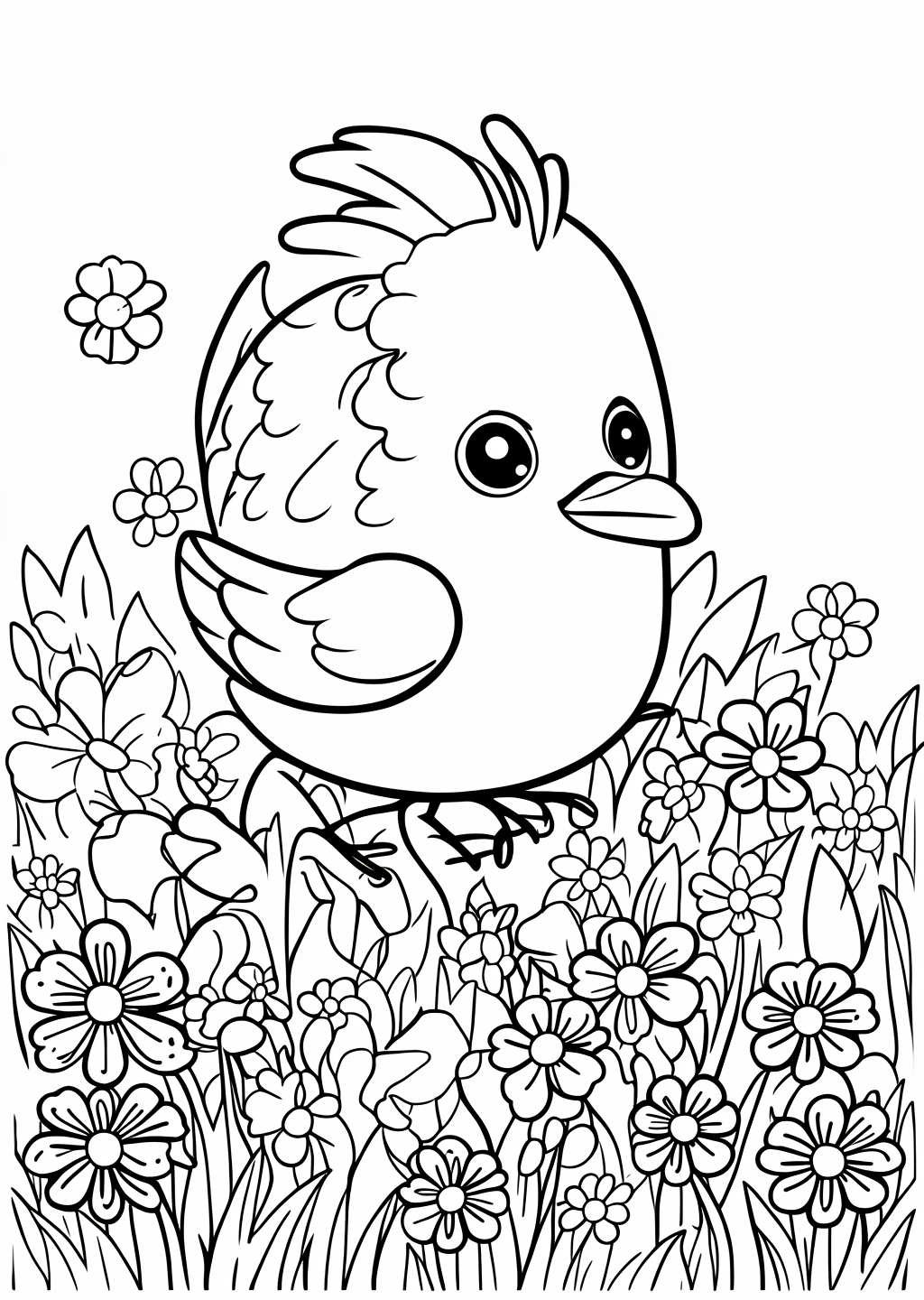 Spring Chick Coloring Page – line art