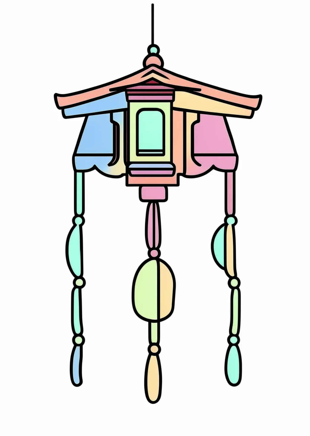 Wind Chime Coloring Page – colored example