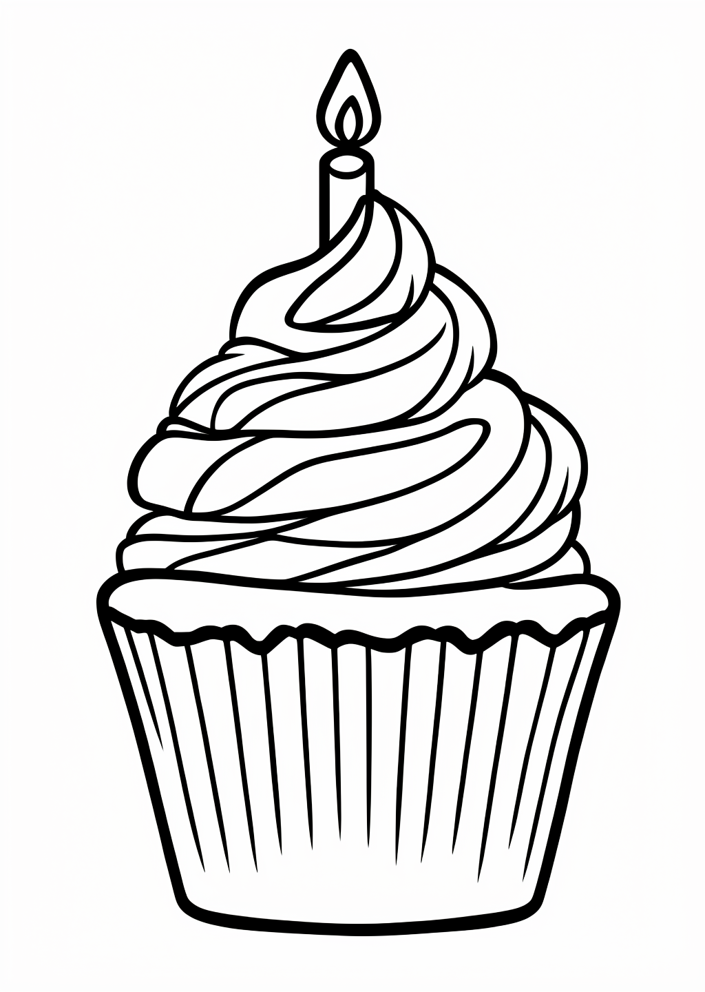 Birthday Cupcake Coloring Page – line art