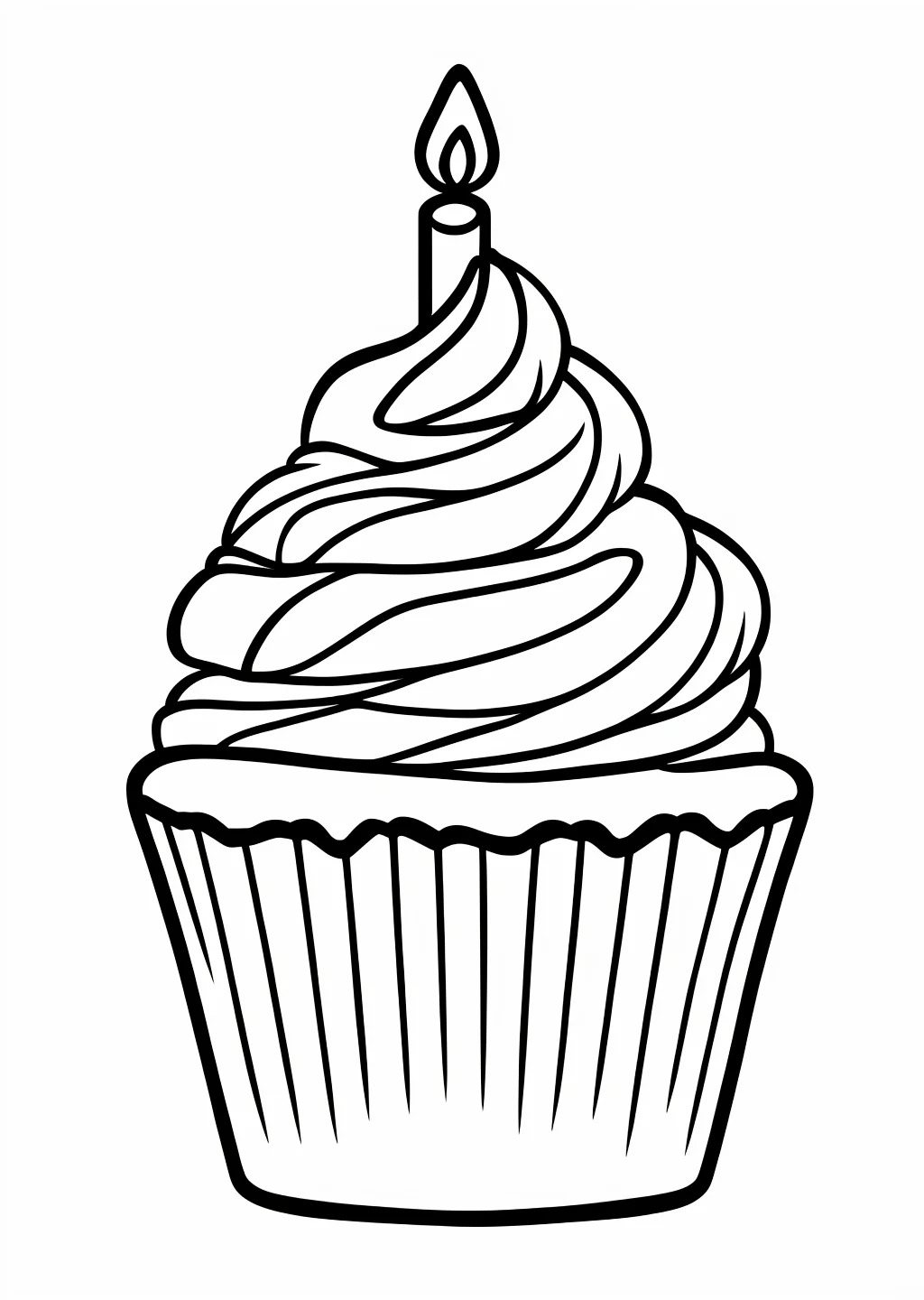 Birthday Cupcake Coloring Page