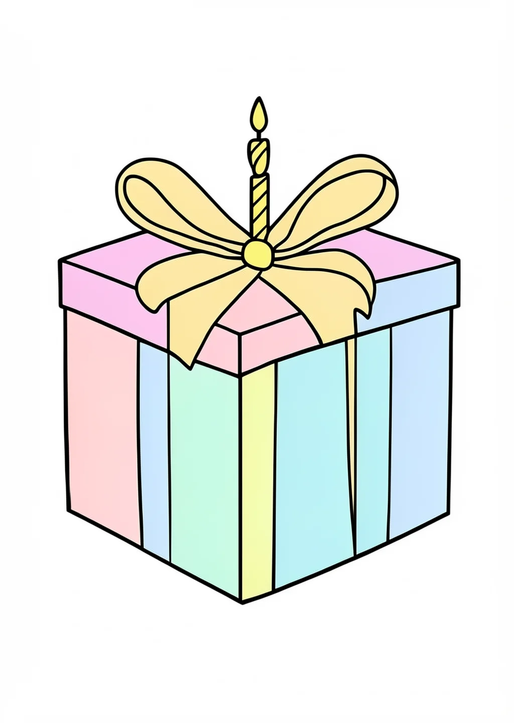 Birthday Gift Coloring Page – colored example
