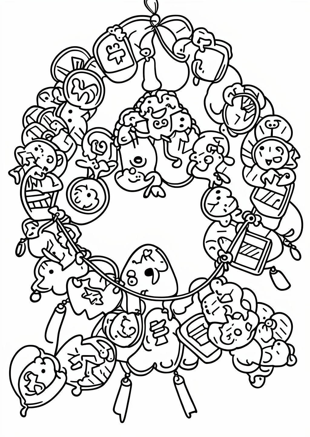 Birthday Garland Coloring Page – line art