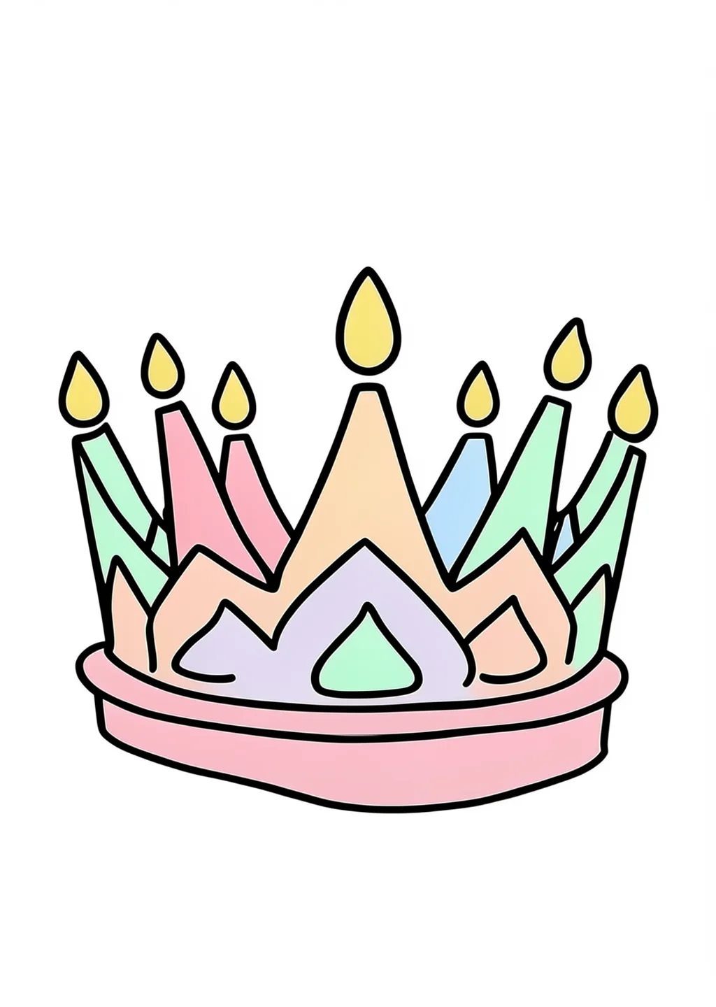 Birthday Crown Coloring Page – colored example