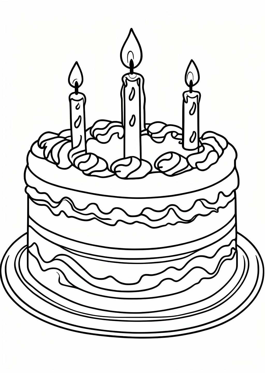 Birthday Cake Coloring Page – line art