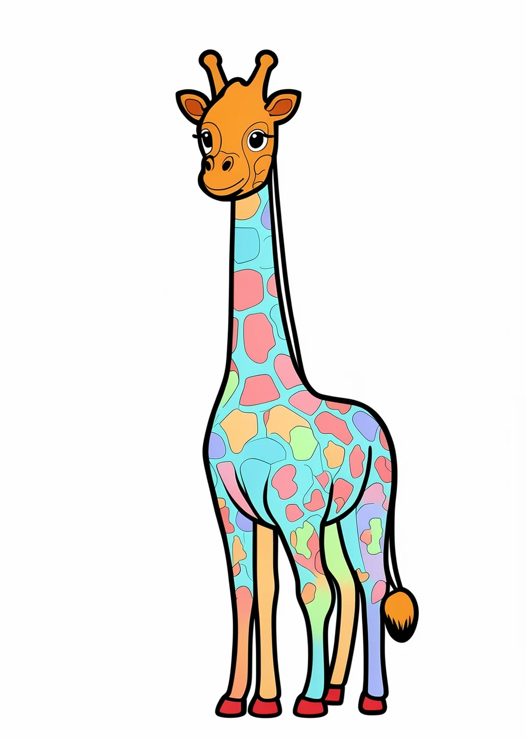 Giraffe Coloring Page – colored example