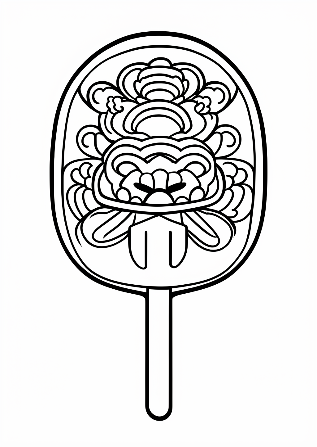 New Year Paddle Coloring Page – line art