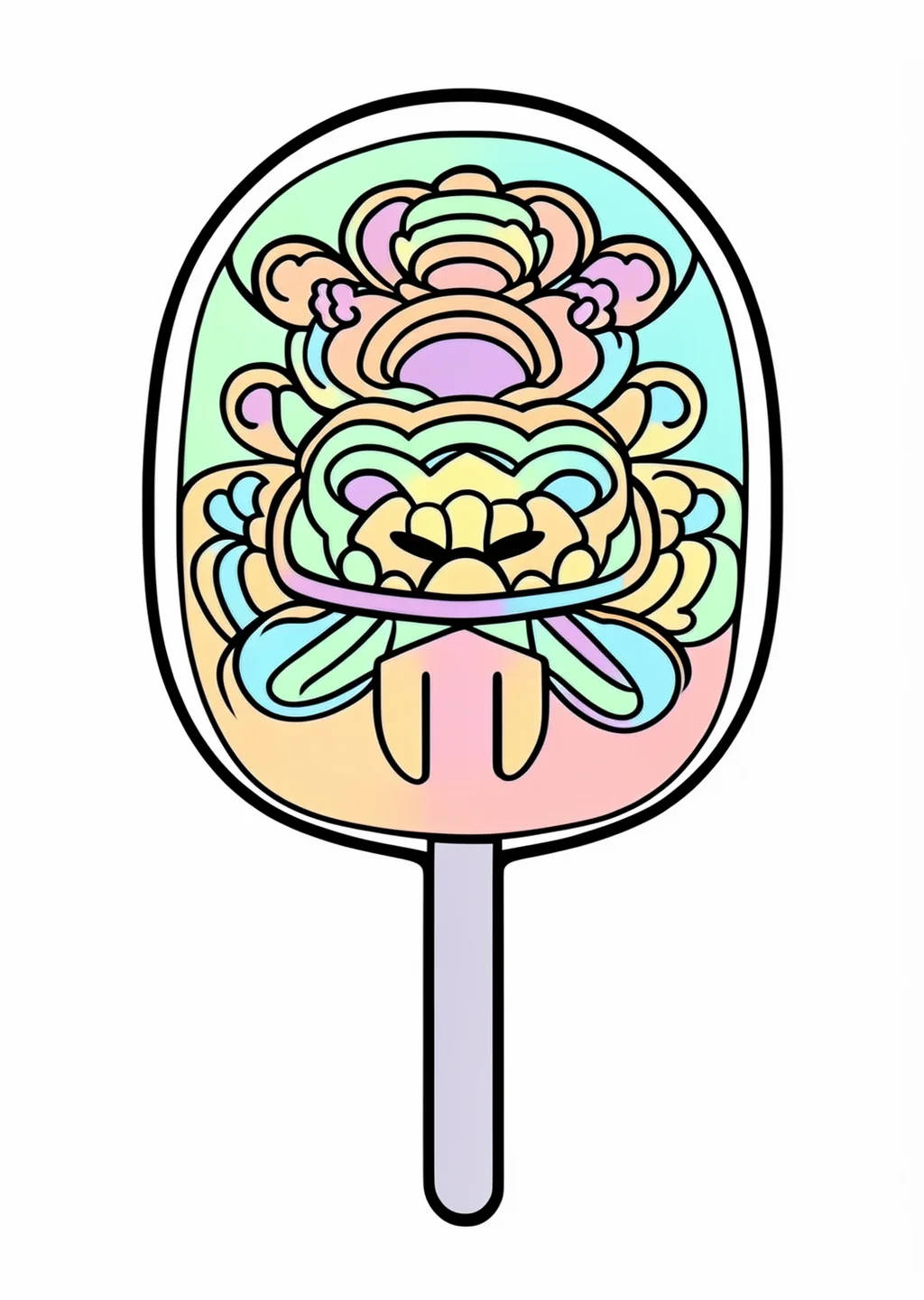 New Year Paddle Coloring Page – colored example