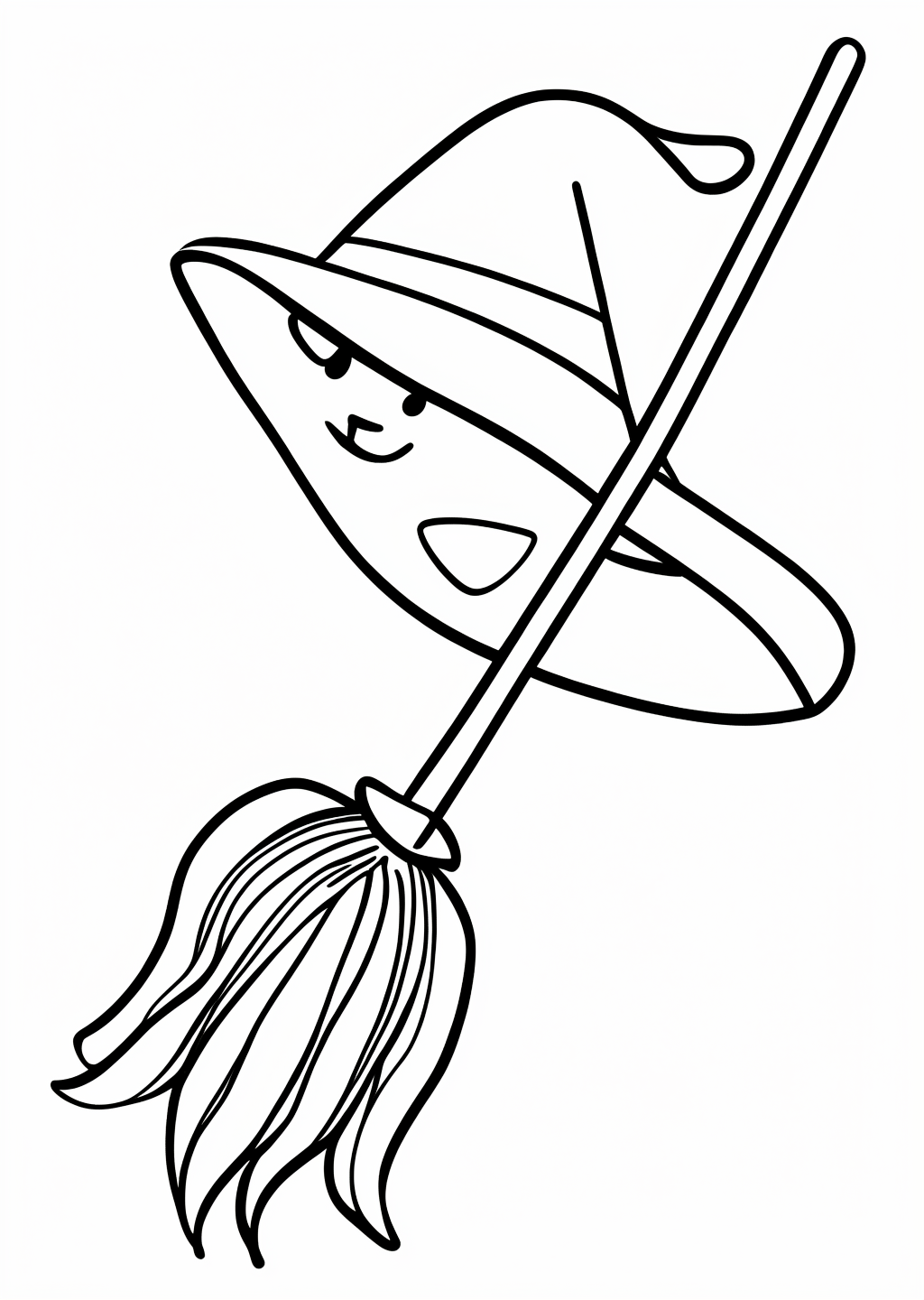 Halloween Broom Coloring Page – line art