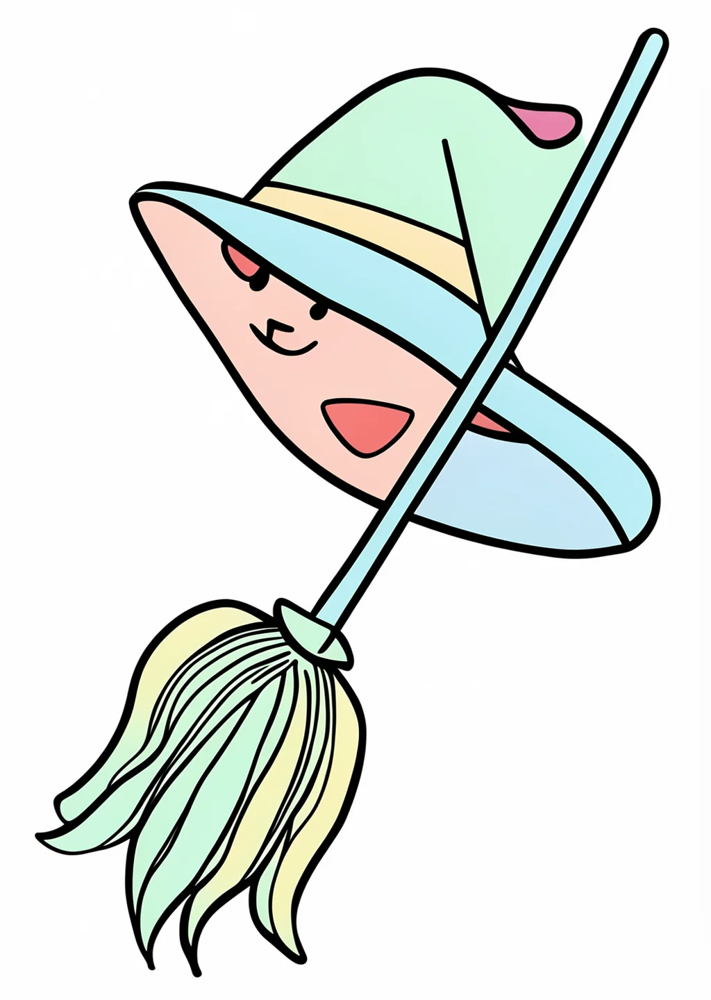 Halloween Broom Coloring Page – colored example