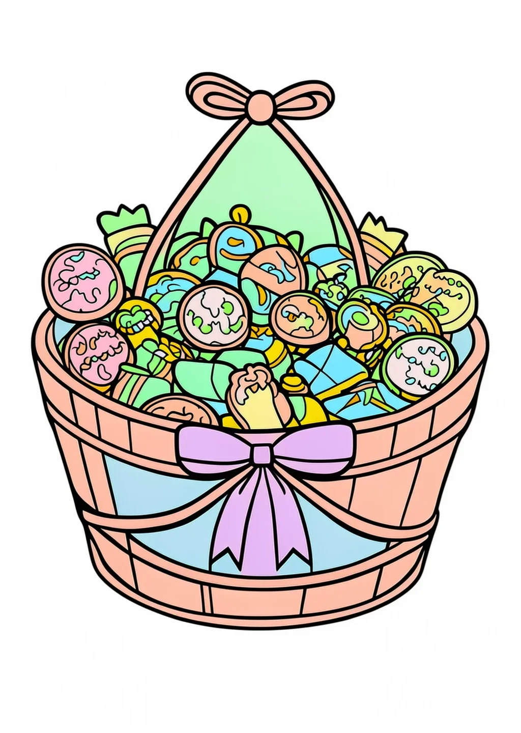Halloween Candy Basket Coloring Page – colored example