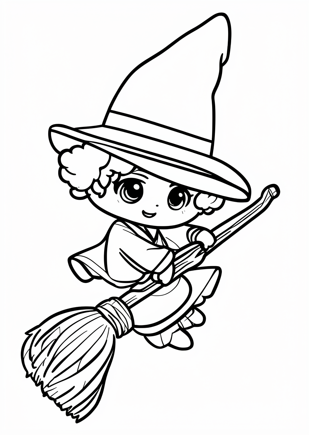 Halloween Witch Coloring Page – line art