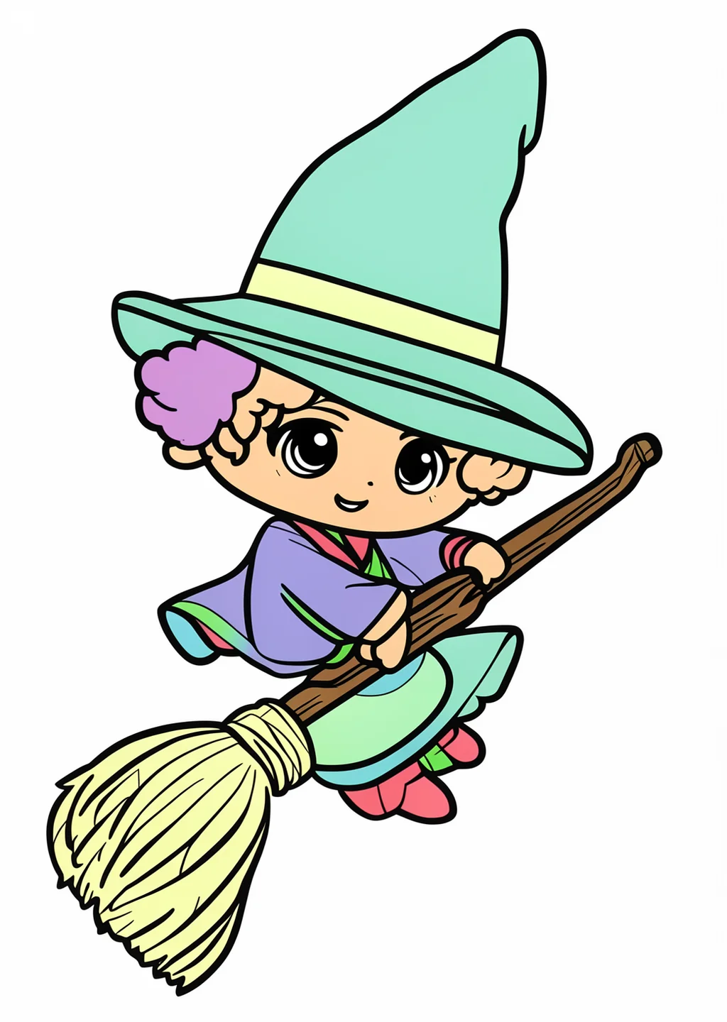 Halloween Witch Coloring Page – colored example