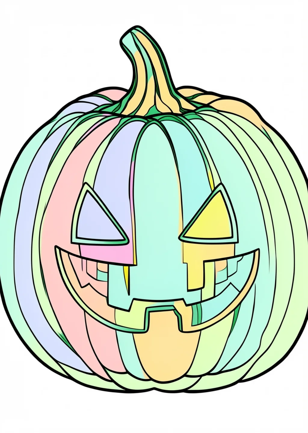 Halloween Pumpkin Face Coloring Page – colored example