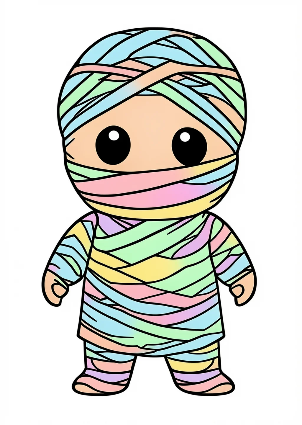 Halloween Mummy Coloring Page – colored example