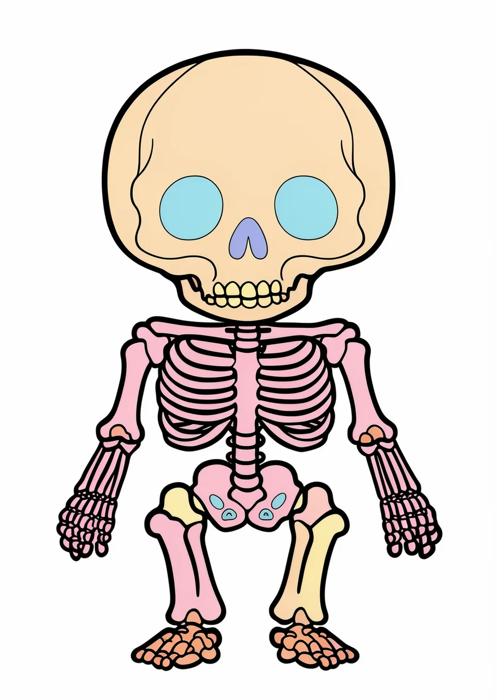 Halloween Skeleton Coloring Page – colored example