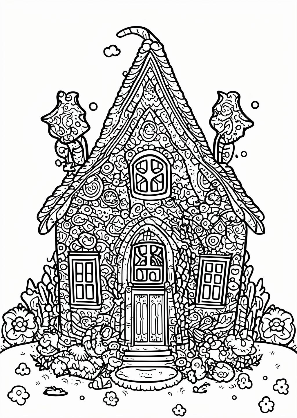 Halloween Spukhaus Coloring Page – line art