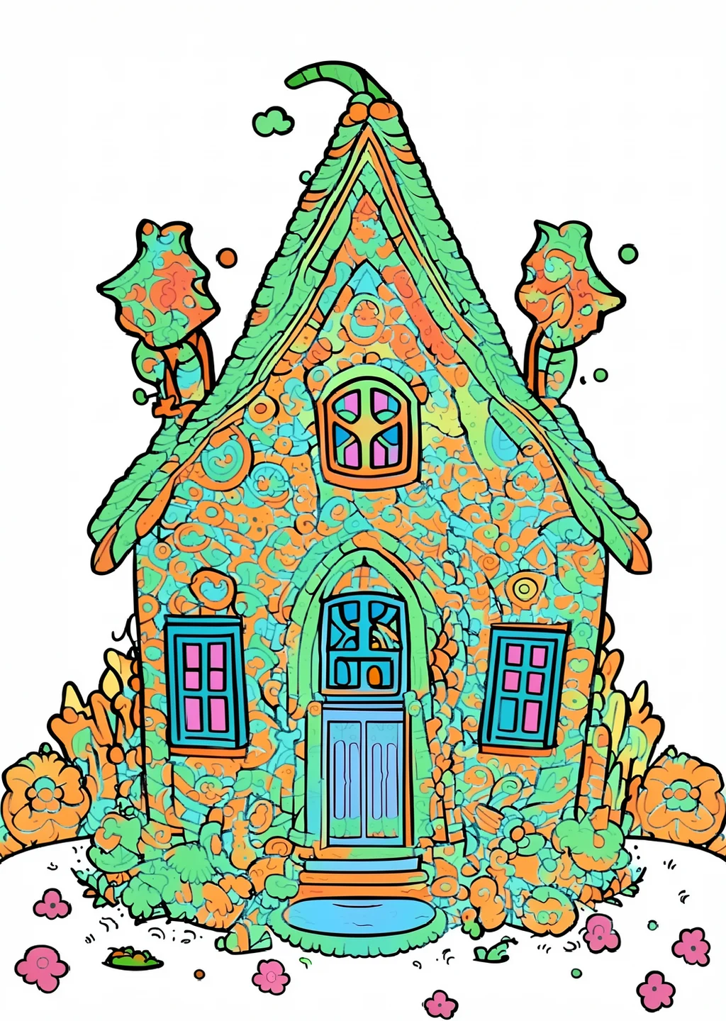 Halloween Spukhaus Coloring Page – colored example