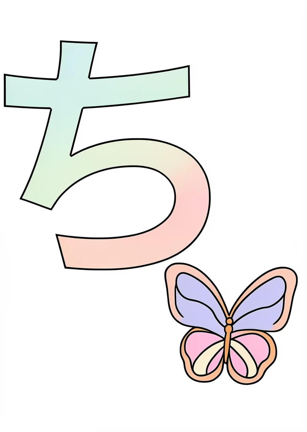 Hiragana Chi Coloring Page – colored example