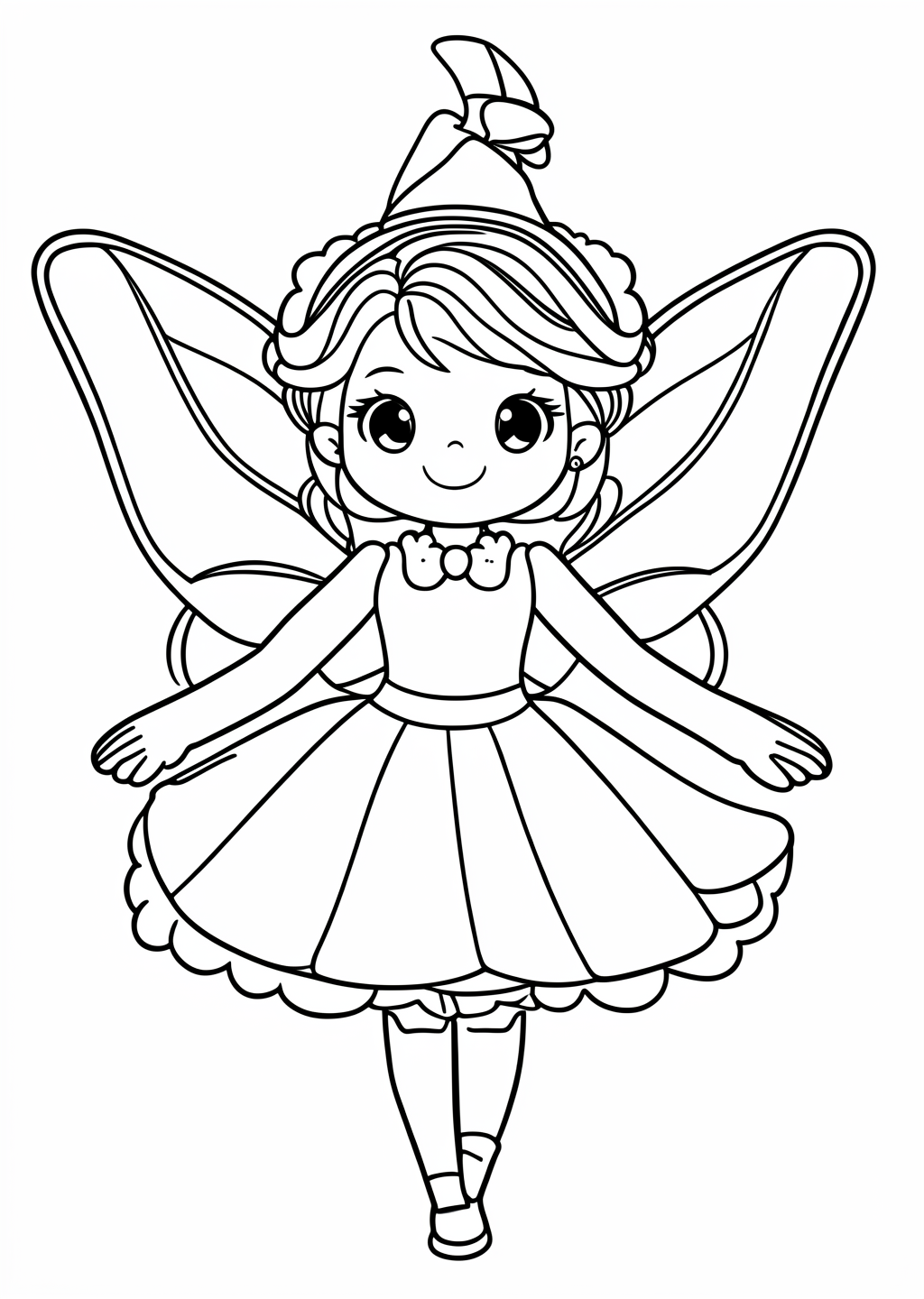 Carnival Fairy Costume Coloring Page – line art