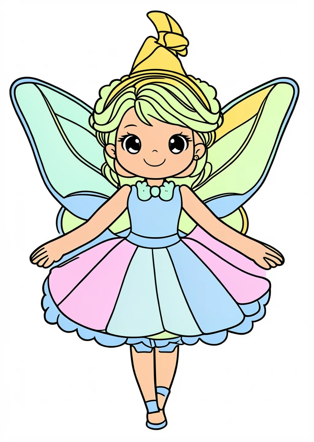 Carnival Fairy Costume Coloring Page – colored example