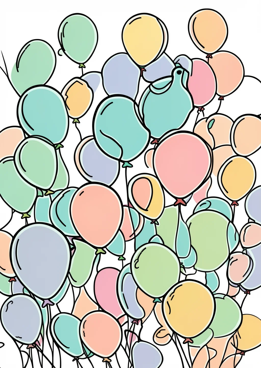 Carnival Luftballons Coloring Page – colored example