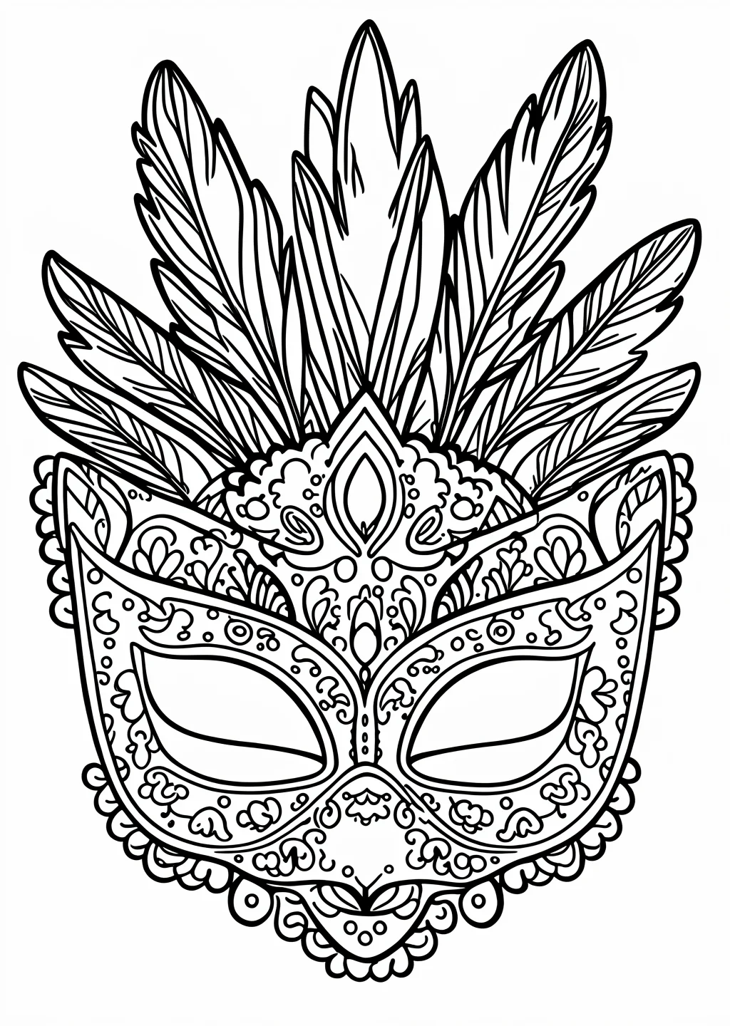 Carnival Mask Coloring Page