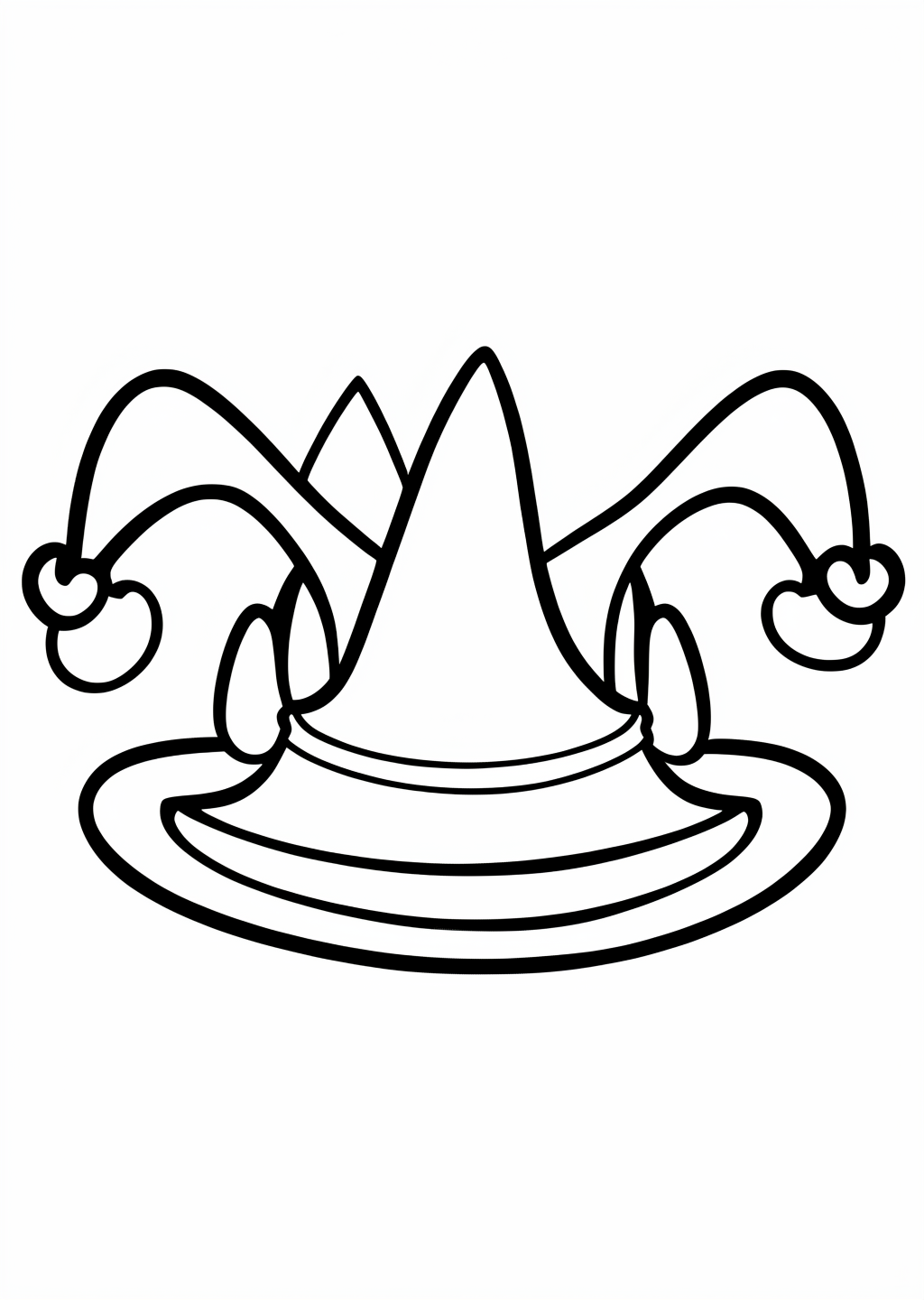 Carnival Jester Hat Coloring Page – line art