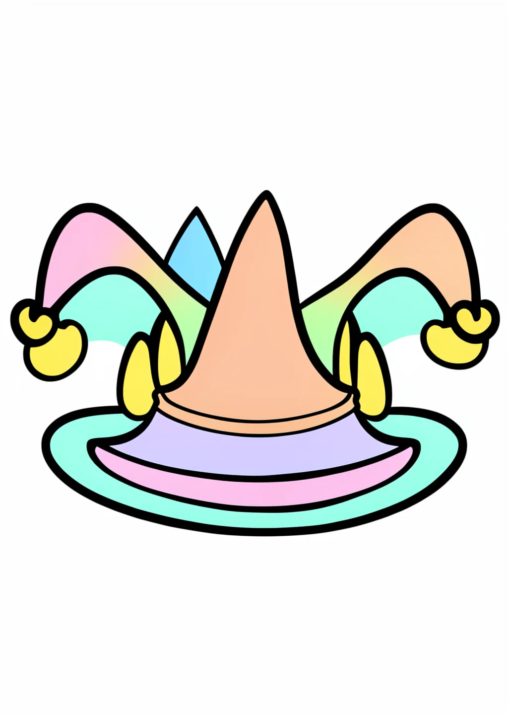 Carnival Jester Hat Coloring Page – colored example