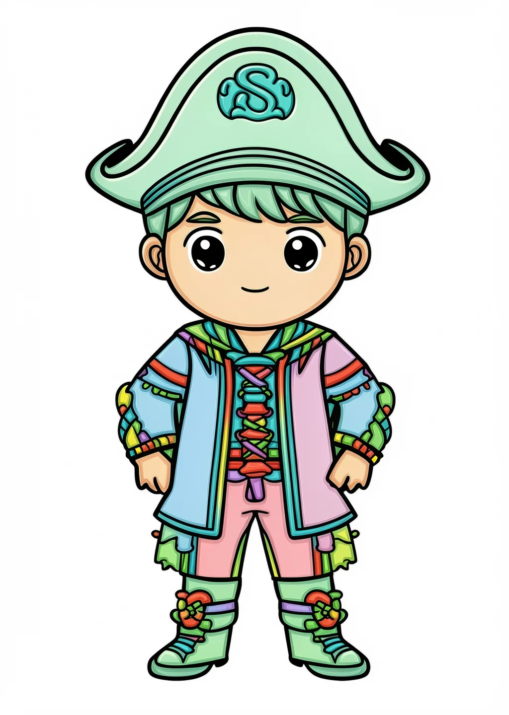 Desenho para colorir: Carnival Pirate – colored example