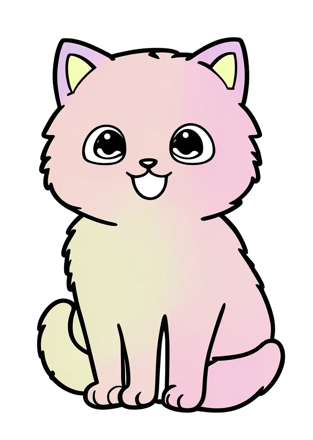Cat Coloring Page – colored example