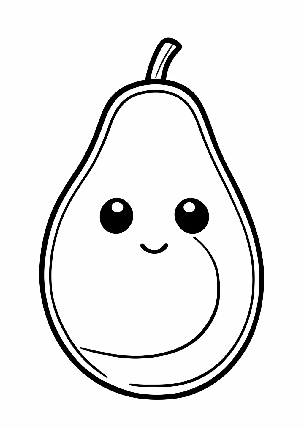 Kawaii Avocado Coloring Page