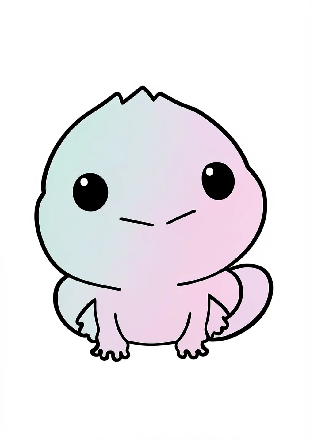 Kawaii Axolotl Coloring Page – colored example