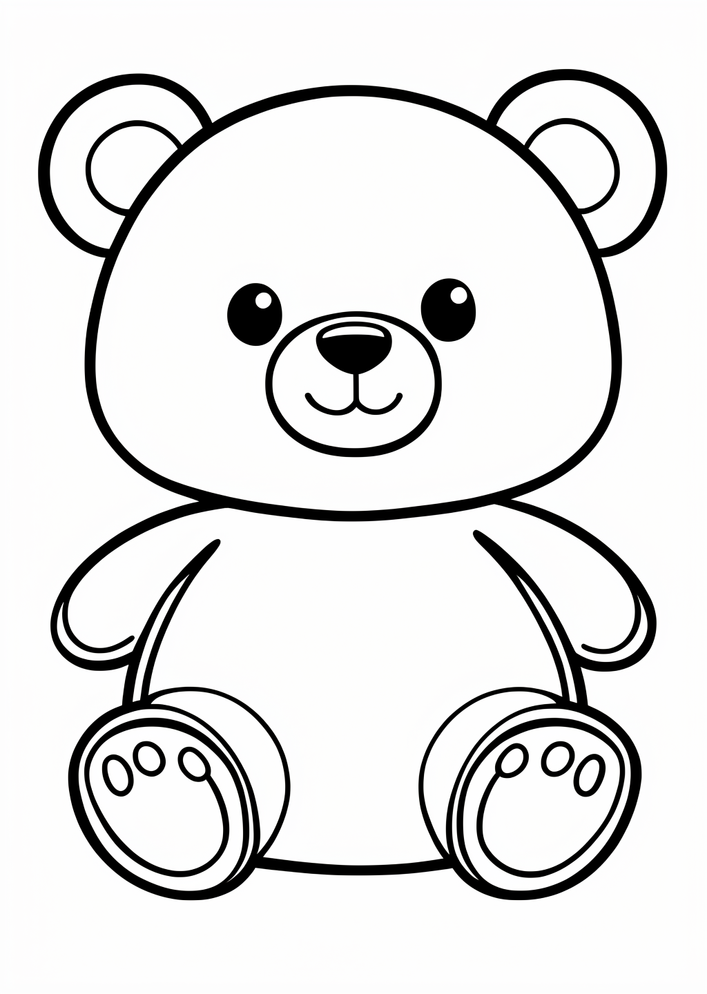 Kawaii Bear 2 Coloring Page – line art